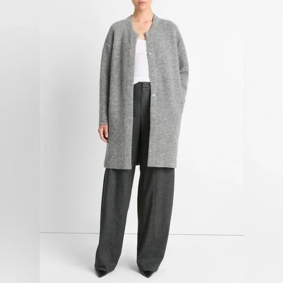 Vince grey Textured Soft Sculpted Car Coat medium - Picture 7 of 16